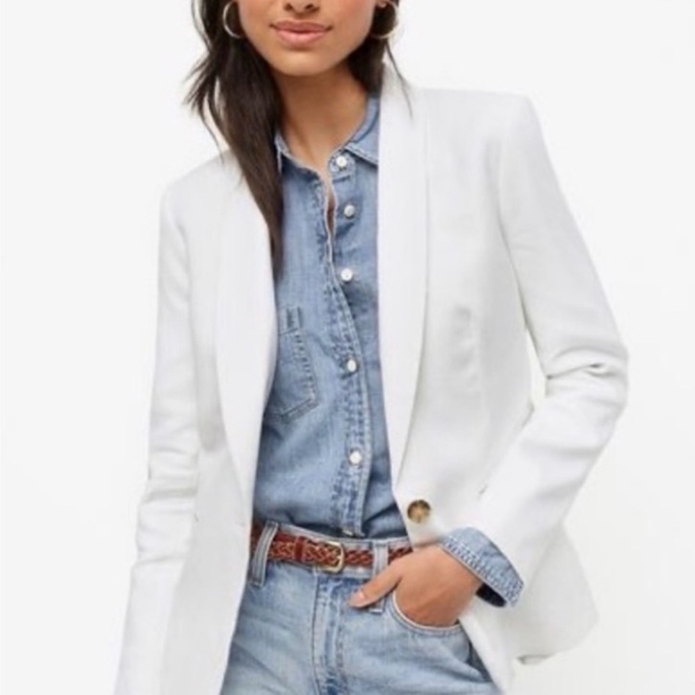 J. Crew Regent blazer in linen / 00 / WHITE